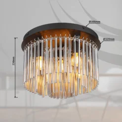 Deckenlampe Gorley, rauch/schwarz, Glas, 32 cm, 5-flg., E14