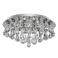 Deckenlampe Hanna, Kristall Diamantform 45cm chrom