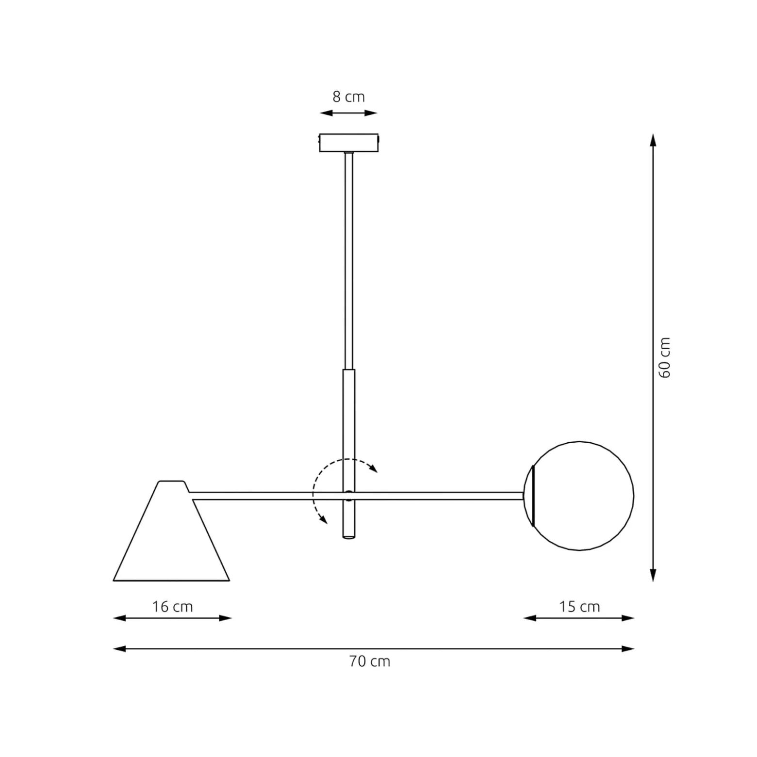 Deckenlampe Hermes, 2-flammig, schwarz, Glas, 70 cm, E14