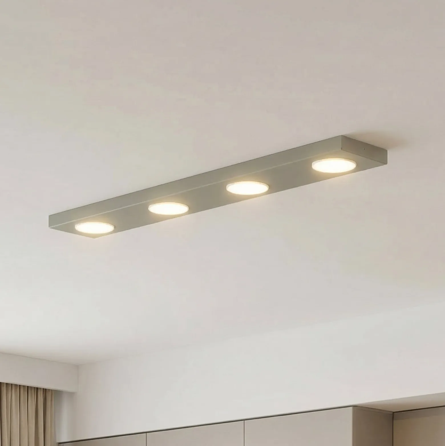 Deckenlampe Hero grau-beige, 4-fl., 75 x 12 cm, Metall, GX53