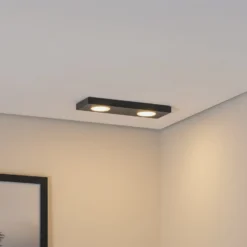 Deckenlampe Hero, 12 x 35 cm, 2-flg., schwarz, Metall, GX53