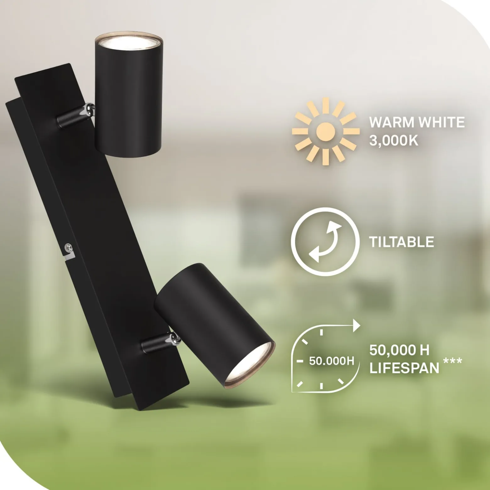 Deckenlampe Isil A, schwarz, 2-flammig, Metall, drehbar