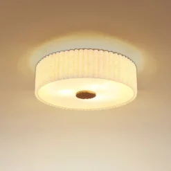 Deckenlampe Jannie, natur, Leinen, 3-flammig, Ø 50 cm, E27