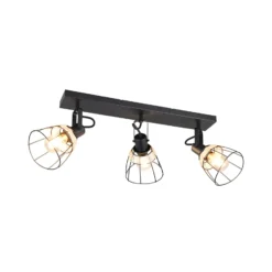 Deckenlampe Jerome, Länge 62 cm, 3-flg., schwarz matt Metall