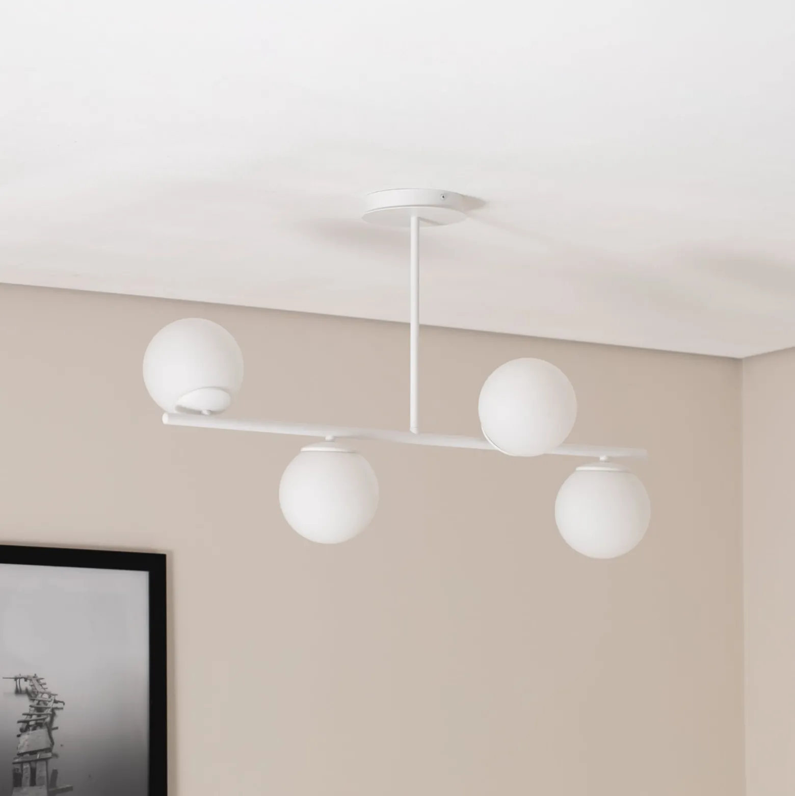 Deckenlampe Kabo,1 Arm, weiß, vierflammig