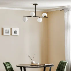 Deckenlampe Kiba, schwarz/gold, vierflammig