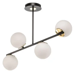 Deckenlampe Kiba, schwarz/gold, vierflammig