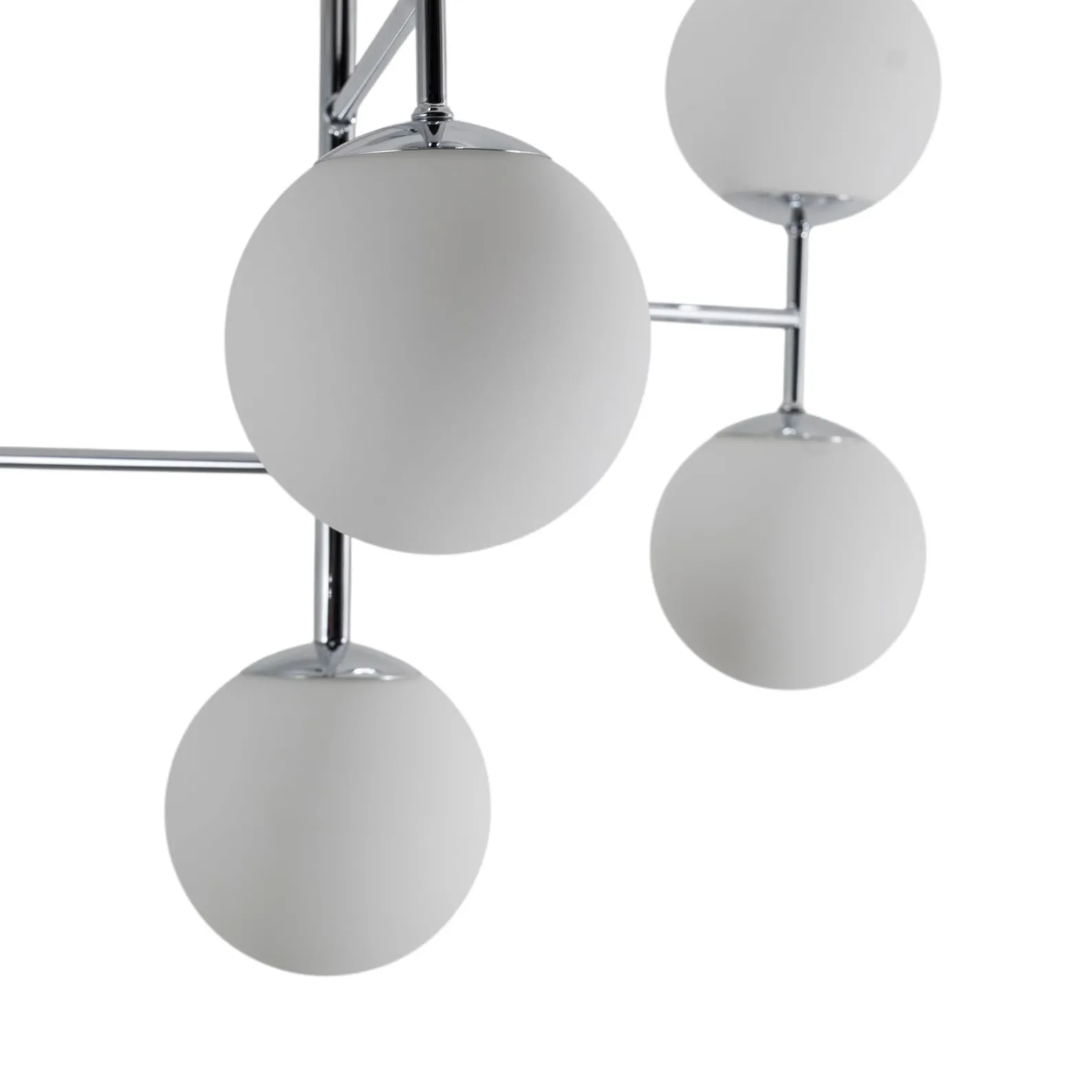 Deckenlampe Korek, chrom/weiß, Glas, 75 cm, 7-flg., E14