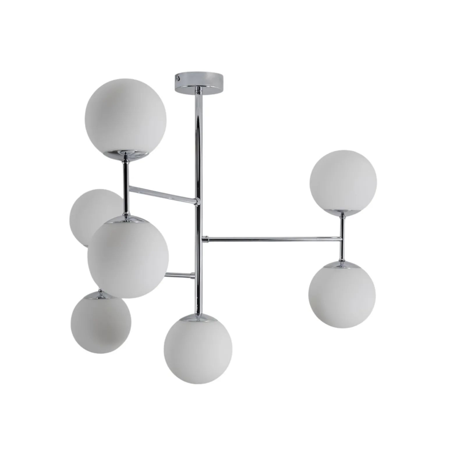 Deckenlampe Korek, chrom/weiß, Glas, 75 cm, 7-flg., E14