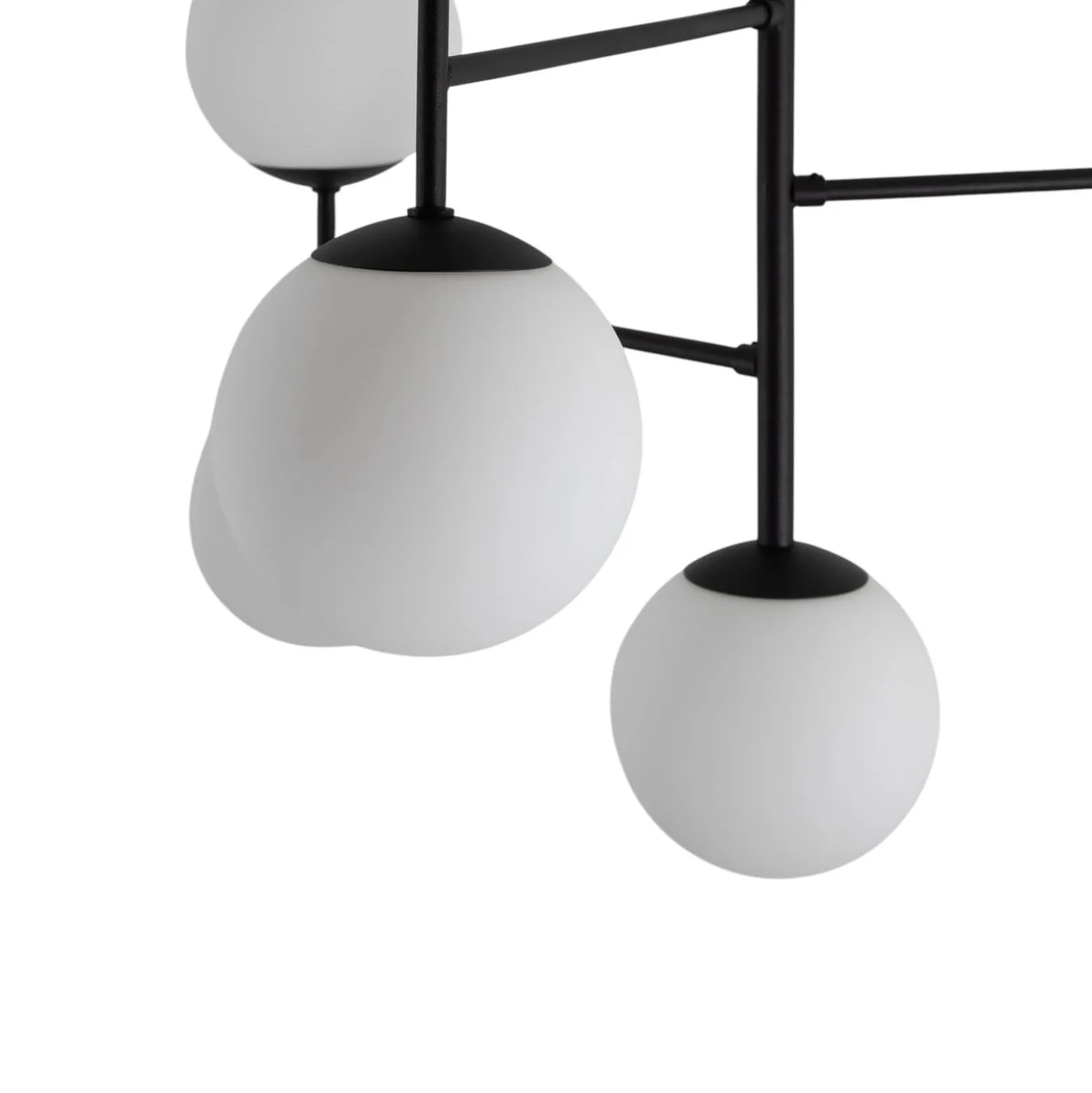 Deckenlampe Korek, schwarz/weiß, Glas, 75 cm, 7-flg., E14