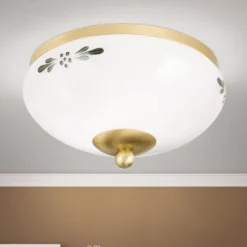 Deckenlampe Landhaus Messing opal grün Ø 21 cm