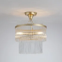 Deckenlampe Lara, Ø 35 cm, goldfarben/klar, Glas/Metall