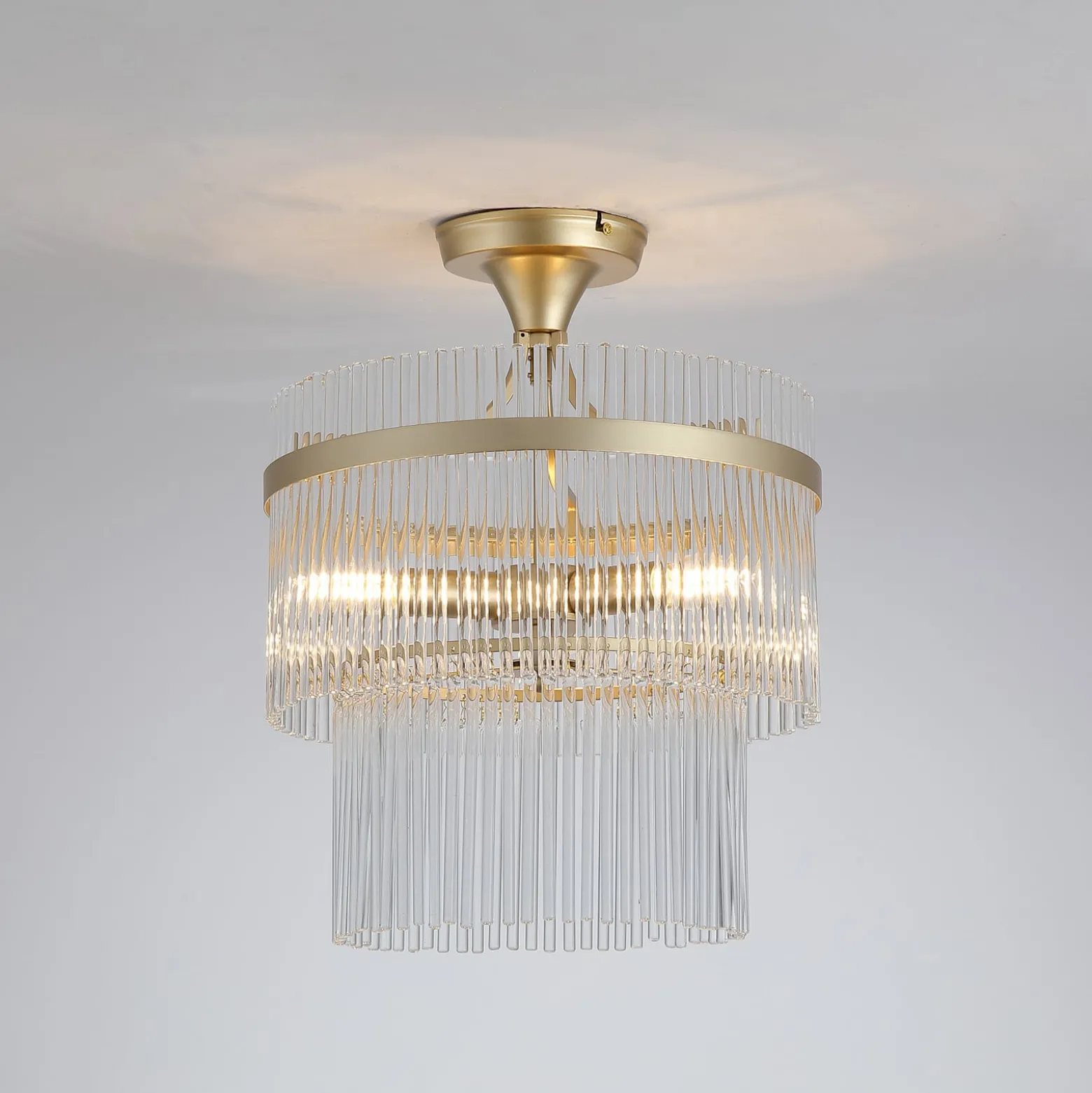 Deckenlampe Lara, Ø 35 cm, goldfarben/klar, Glas/Metall