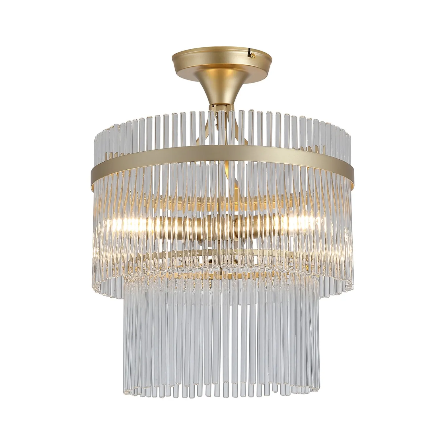 Deckenlampe Lara, Ø 35 cm, goldfarben/klar, Glas/Metall