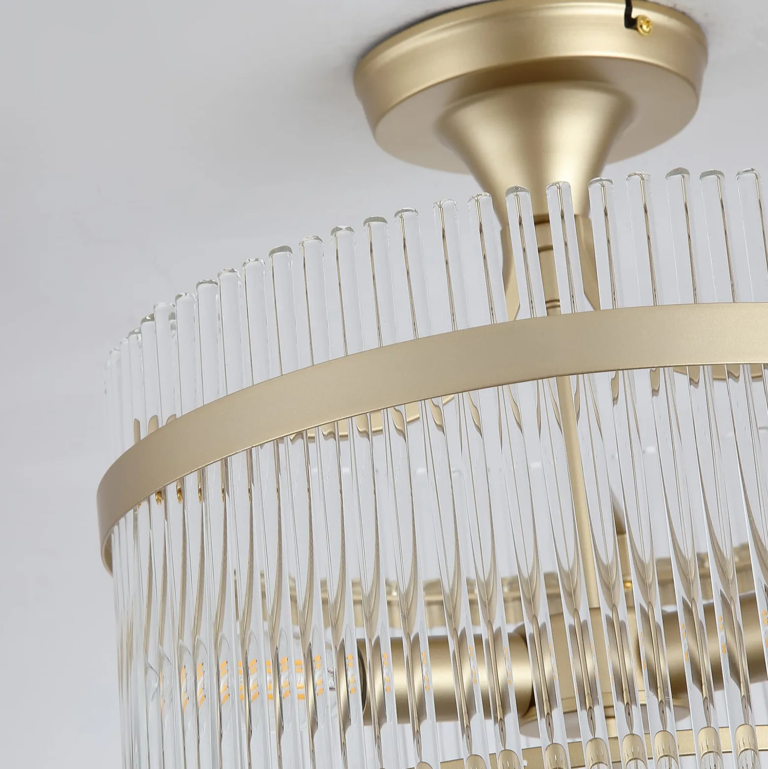 Deckenlampe Lara, Ø 35 cm, goldfarben/klar, Glas/Metall