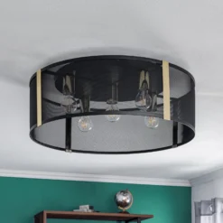 Deckenlampe Lavinia, goldene Streifen, fünfflammig