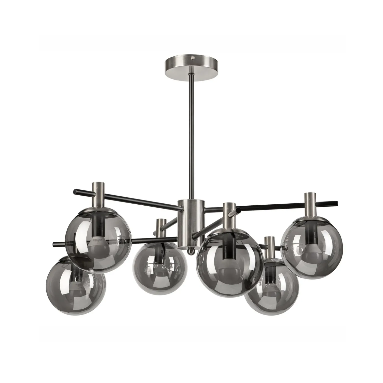 Deckenlampe Lilou, Ø 53cm, rauchgrau, Glas/Metall, 6-flg.