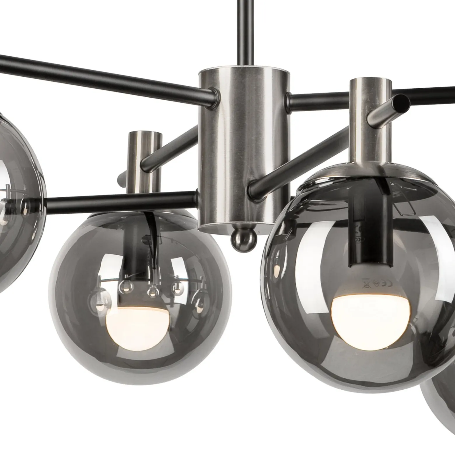 Deckenlampe Lilou, Ø 53cm, rauchgrau, Glas/Metall, 6-flg.