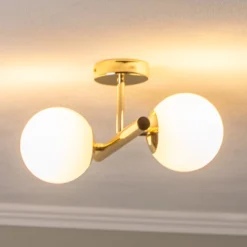 Deckenlampe Linea, gold, zweiflammig