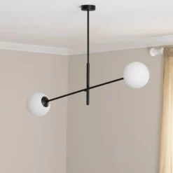 Deckenlampe Linear, schwarz/opal, zweiflammig