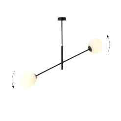 Deckenlampe Linear, schwarz/opal, zweiflammig
