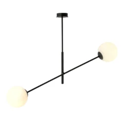 Deckenlampe Linear, schwarz/opal, zweiflammig