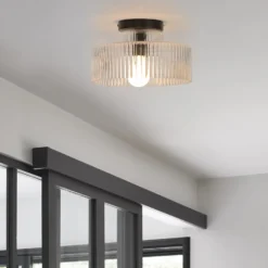Deckenlampe Lorenzo, klar/schwarz, Ø 28 cm, Glas