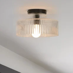 Deckenlampe Lorenzo, klar/schwarz, Ø 28 cm, Glas