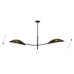Deckenlampe Lotus, schwarz/gold, 2-flammig