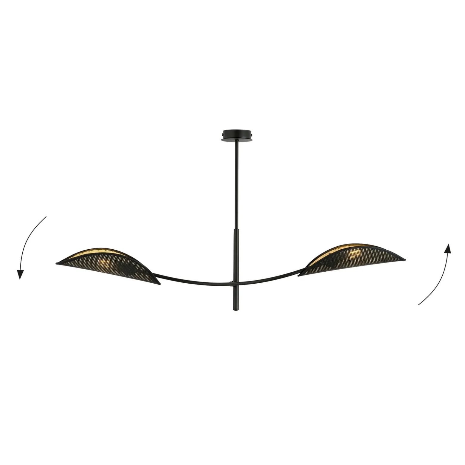 Deckenlampe Lotus, schwarz/gold, 2-flammig