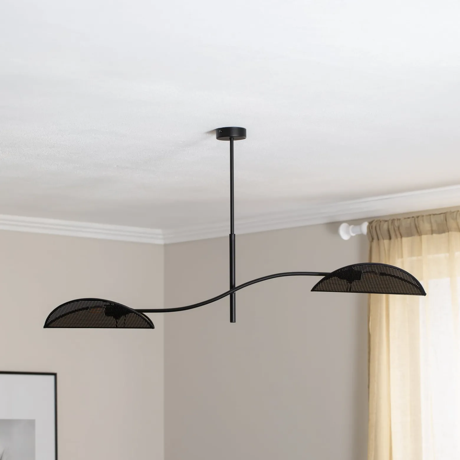 Deckenlampe Lotus, schwarz/gold, 2-flammig
