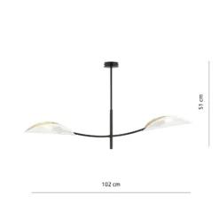 Deckenlampe Lotus, schwarz/weiß/gold, 2-flammig
