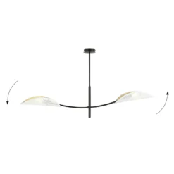 Deckenlampe Lotus, schwarz/weiß/gold, 2-flammig