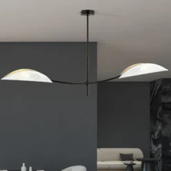 Deckenlampe Lotus, schwarz/weiß/gold, 2-flammig