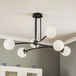 Deckenlampe Major, schwarz, sechsflammig