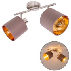 Deckenlampe Maron zweiflammig Textil, braun/gold