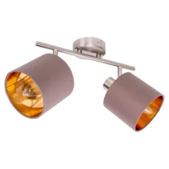 Deckenlampe Maron zweiflammig Textil, braun/gold