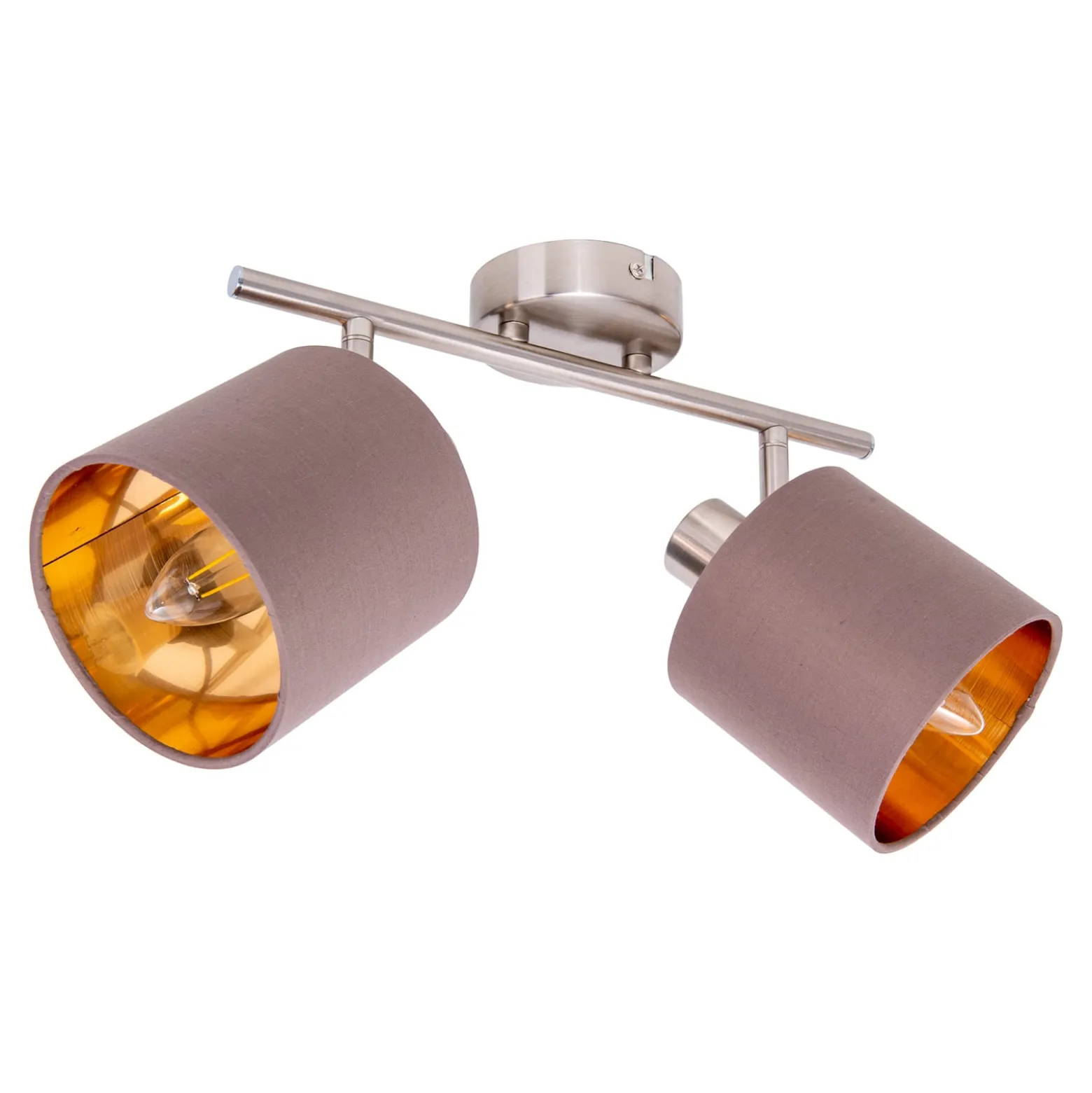 Deckenlampe Maron zweiflammig Textil, braun/gold