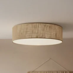 Deckenlampe Marshall, braun, Ø 50 cm, Metall, Rattan