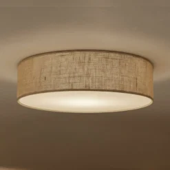 Deckenlampe Marshall, braun, Ø 50 cm, Metall, Rattan