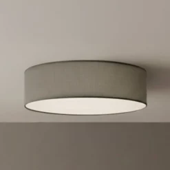 Deckenlampe Marshall, grau, Ø 50 cm, Metall/Rattan