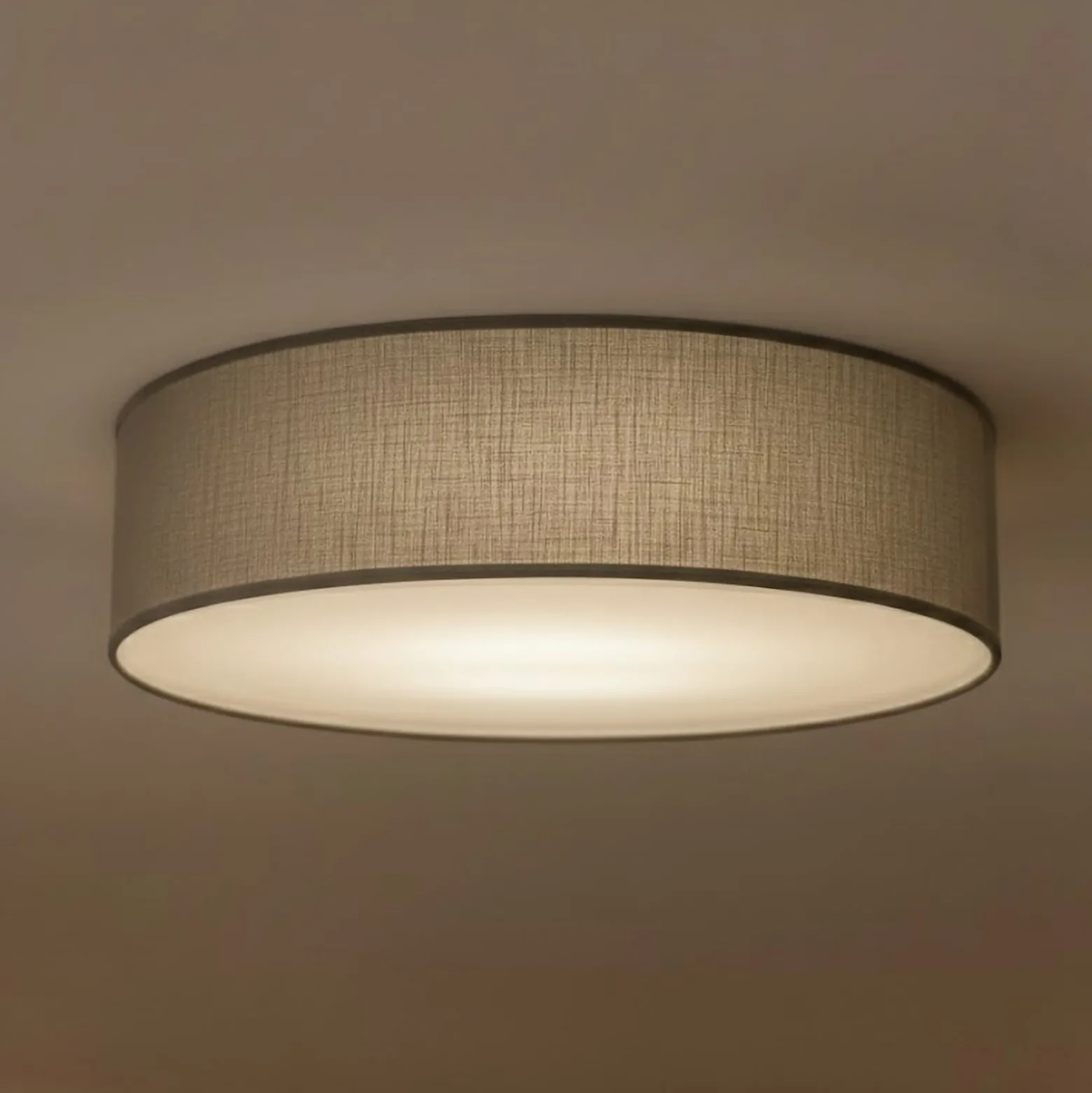 Deckenlampe Marshall, grau, Ø 50 cm, Metall/Rattan