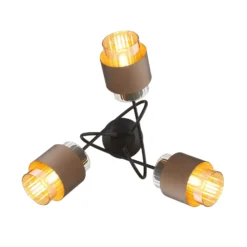 Deckenlampe Milley, amber/bronze, Glas, Ø 43 cm, 3-flg., E27