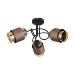 Deckenlampe Milley, amber/bronze, Glas, Ø 43 cm, 3-flg., E27