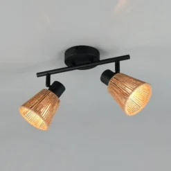 Deckenlampe Natrel, schwarz/braun, Länge 41 cm 2-flg. Metall