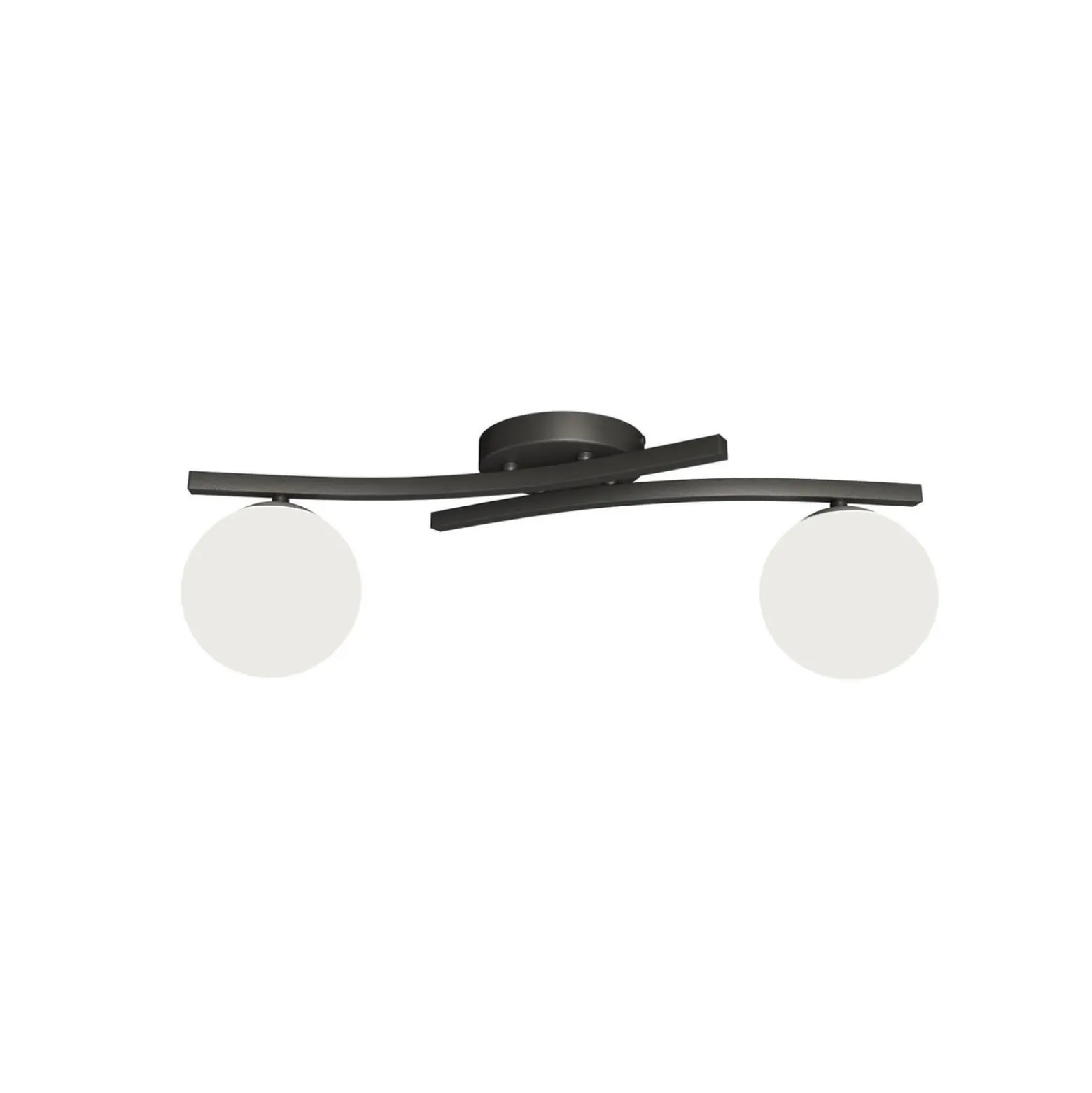 Deckenlampe Opus, Länge 60 cm, opal/schwarz, Glas, 2-flg.