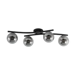 Deckenlampe Opus, Länge 84 cm, rauchgrau/schwarz, 4-flg.
