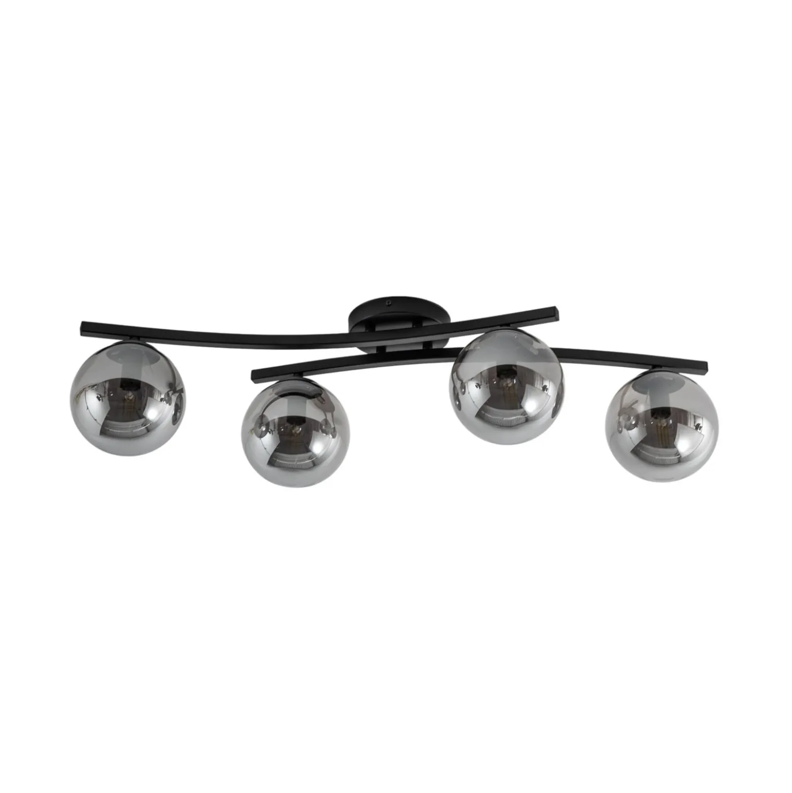 Deckenlampe Opus, Länge 84 cm, rauchgrau/schwarz, 4-flg.