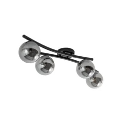 Deckenlampe Opus, Länge 84 cm, rauchgrau/schwarz, 4-flg.