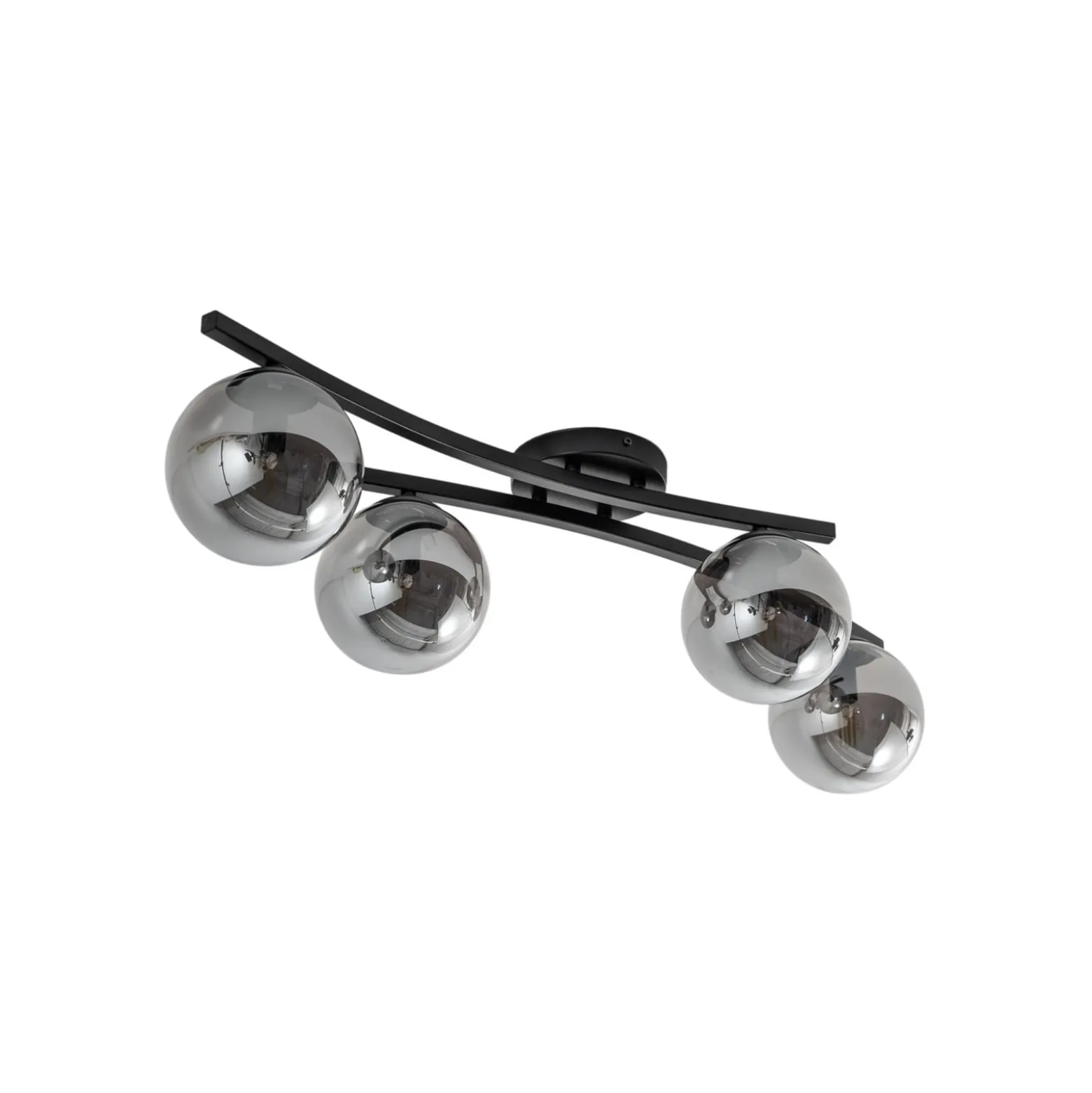Deckenlampe Opus, Länge 84 cm, rauchgrau/schwarz, 4-flg.